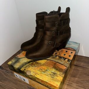 Bella Vita Dark Brown Buckle Ankle Boots